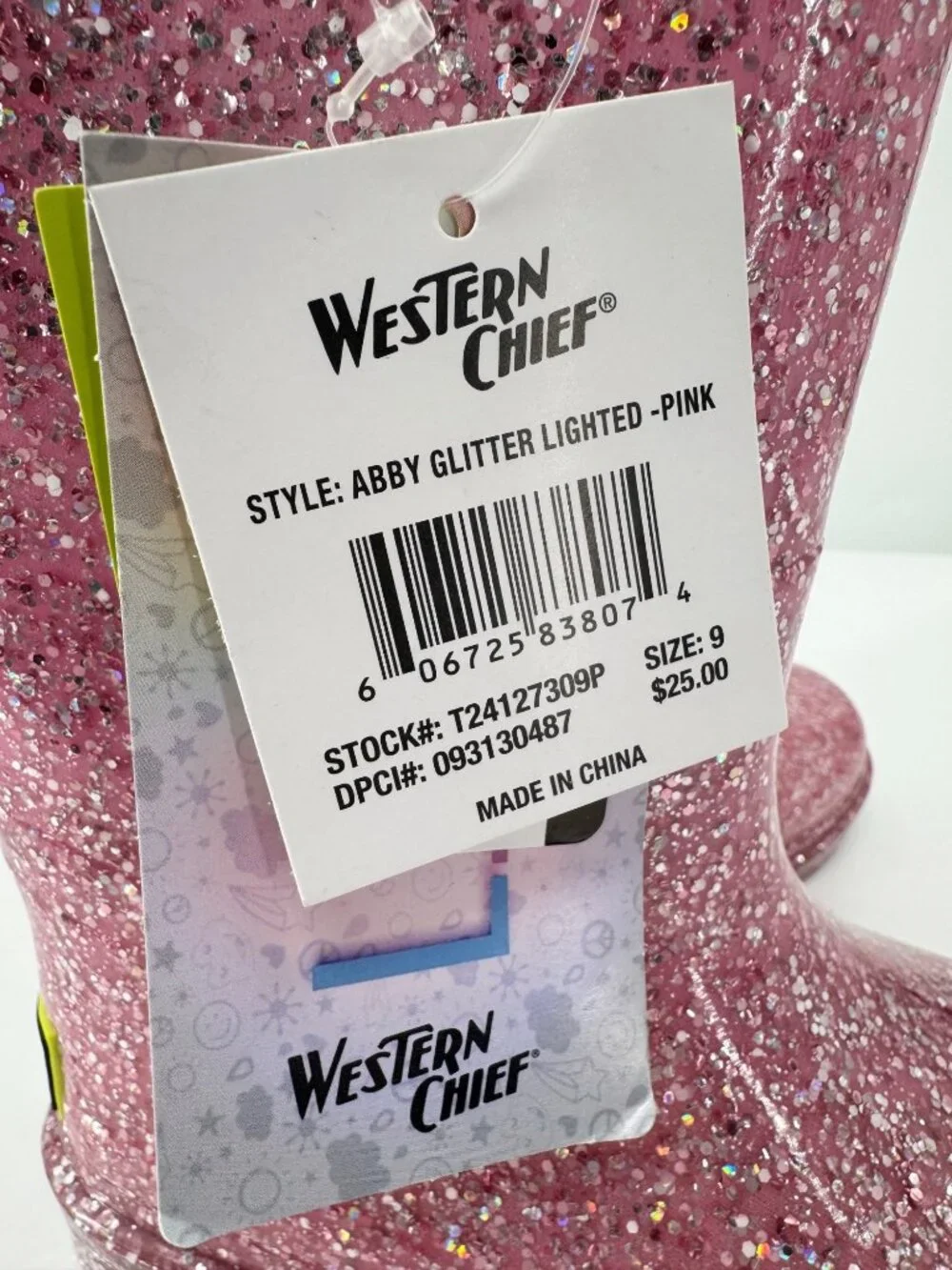 NEW Western Chief Toddler Abby Glitter Rain Boots - Pink
